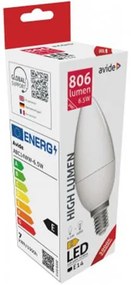 LED izzó, E14, gyertya, 6,5W, 806lm, 3000K, AVIDE (AVLED033)