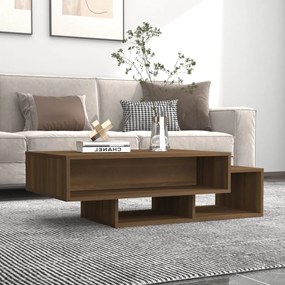 Barna tölgyszínű szerelt fa dohányzóasztal 105x55x32 cm