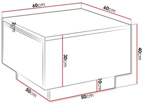 Dohányzóasztal Nasonat 60 x 60 (fehér márvány) (tárolóhellyel). 1103740