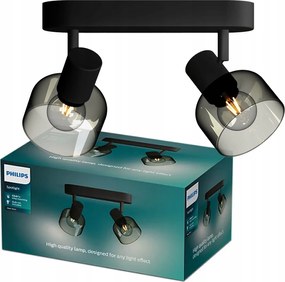 Mennyezeti lámpa Falra szerelhető spotlámpa 2x E14 fekete Sleet Philips