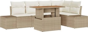 vidaXL Kert étkező szett párnával 6 pcs Beige és krém
