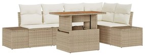 vidaXL Kert étkező szett párnával 6 pcs Beige és krém