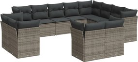 vidaXL 12 részes szürke polyrattan kerti ülőgarnitúra párnákkal