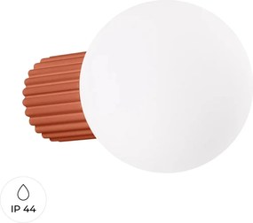 Okker fali lámpa piros bordázott üveg fehér gömb 12 cm IP44 Sollux