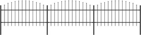 vidaXL fekete acélkerítés lándzsás tetejű 537 x 125 cm