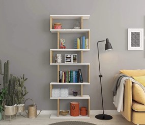 könyvespolc Bates - White, Oak