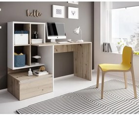 MARLO íróasztal polccal artisan tölgy/fehér