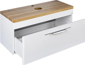 TMP MOON 90 cm fehér - natúr dió - fali fürdőszobabútor - mosdó nélkül - Top Counter mosdókhoz