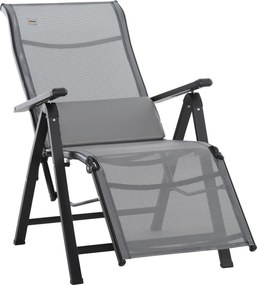 Outsunny Összecsukható Napozóágy Kertbe Párnával, Nulla Gravitációs Dönthető Szék 9 Pozícióval, 150 kg Teherbírással, Kert, Üdülés, Tengerpart, Fekete