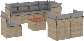 vidaXL 9 részes vegyes bézs polyrattan kerti ülőgarnitúra párnákkal