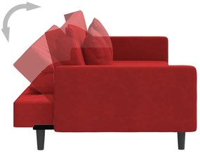 vidaXL kétszemélyes bordó bársony kanapéágy két párnával