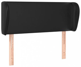 fekete műbőr szárnyas fejtámla 83x23x78/88 cm