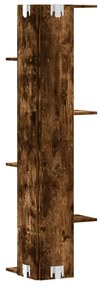 füstös tölgy szerelt fa fali sarokpolc 36,5 x 36,5 x 140 cm