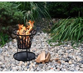Hordozható fa tűzrakóhely rostéllyal fekete