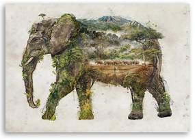 Gario Vászonkép Elefánt és expedíció - Barrett Biggers Méret: 100 x 70 cm