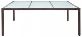 barna polyrattan kerti étkezőasztal 200 x 200 x 74 cm