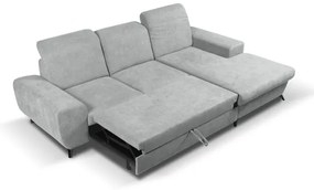 Ággyá nyitható, jobb oldali L-alakú kárpitozott ülőgarnitúra tárolóval ALTA, szürke
