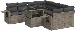 vidaXL 9 részes szürke polyrattan kerti ülőgarnitúra párnákkal