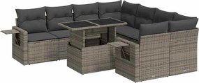 vidaXL 9 részes szürke polyrattan kerti ülőgarnitúra párnákkal
