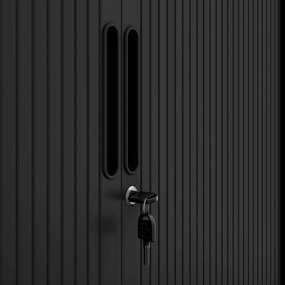 DAMIAN irodai fémszekrény harmonikaajtókkal, 900 x 1850 x 450 mm, fekete