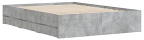 betonszürke szerelt fa ágykeret fiókokkal 120 x 190 cm