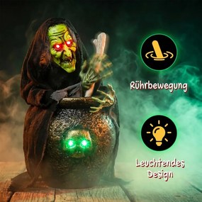 HOMCOM Animált Halloween asztali boszorkány nevető hanggal, ragyogó szemekkel