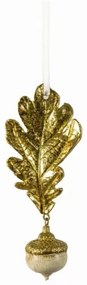 Acorn Leveles Makk Fehér Arany Karácsonyfadísz (3 db) 15 cm