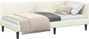 vidaXL Sarokágy keret fejtámlával Krém 80 cm x 200 cm Bársony