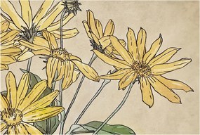 Dekoratív fotótapéta Falra Egyszerű Összeszerelés Virágok Akvarell 104x70 Ragasztó