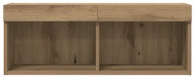 TV Fali Szekrény LED Fényekkel Műgyanta Tölgy 80x30x30 cm