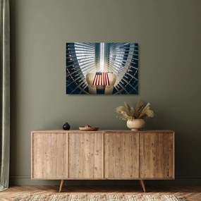 Építkezés az USA zászlóval képe (üvegen) (70x50 cm)