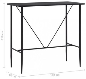 fekete MDF bárasztal 120 x 60 x 110 cm