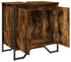 füstös tölgy szerelt fa fürdőszobai mosdószekrény 60x35x60 cm