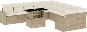 vidaXL 11 részes bézs polyrattan kerti ülőgarnitúra párnákkal