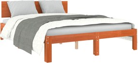 vidaXL Ágykeret fejtámlával Faggyú barna 120 x 190 cm Tömör fenyőfa