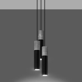 Sollux SL.1081 - Csillár zsinóron BORGIO 3xGU10/40W/230V beton/metál fekete