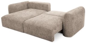 Világosbarna zsenília kinyitható-tárolóhelyes sarokkanapé (bal oldali-heverő résszel) Mele – Makamii