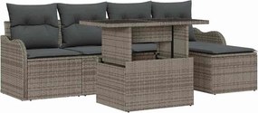 vidaXL Kültéri Ülőgarnitúra párnával 6 pcs Szürke Poli rattan