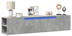 betonszürke fali TV-szekrény LED-del 180 x 31 x 39,5 cm