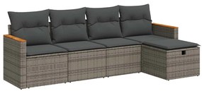 5 részes szürke polyrattan kerti ülőgarnitúra párnákkal