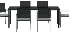 4-es szett Fekete PE rattan, porszórt acél 54x62.5x89 cm