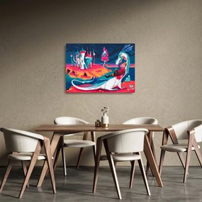 Kép - a herceg és a sárkány hercegnő (üvegen) (70x50 cm)