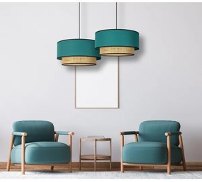 Duolla - Csillár zsinóron BOHO 1xE27/15W/230V átm. 45 cm türkiz/rattan