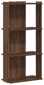 3 szintes barna tölgy színű szerelt fa könyvespolc 60x30x120 cm