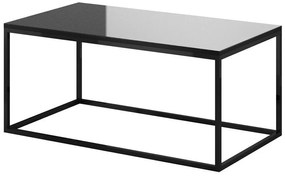 Dohányzóasztal Austin U113Fekete, Fényes fekete, 48x60x110cm, Edzett üveg, Laminált forgácslap, Sarok