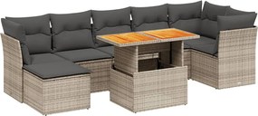 vidaXL 8 részes szürke polyrattan kerti ülőgarnitúra párnákkal