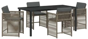 vidaXL Kert étkező szett 5 pcs Szürke polirattan