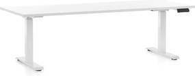 Állítható magasságú asztal OfficeTech D, 200 x 80 cm, fehér alap, fehér