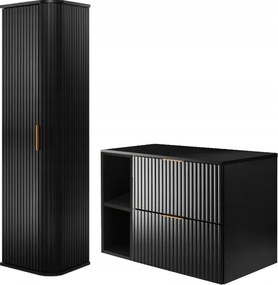 Fürdőszoba szett mosdó alá akasztós szekrény 80-as fekete Ryfle