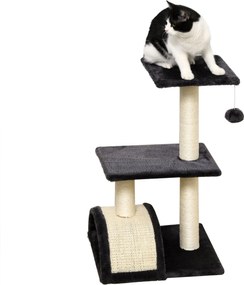 PawHut 72 cm-es Macskak húzódó Torony Plüss Golyókkal, Sisal Összetevőkkel, Platformmal, Kaparó Paddal, Több Szintű Macska Kaparófa, Mászófa Közepes